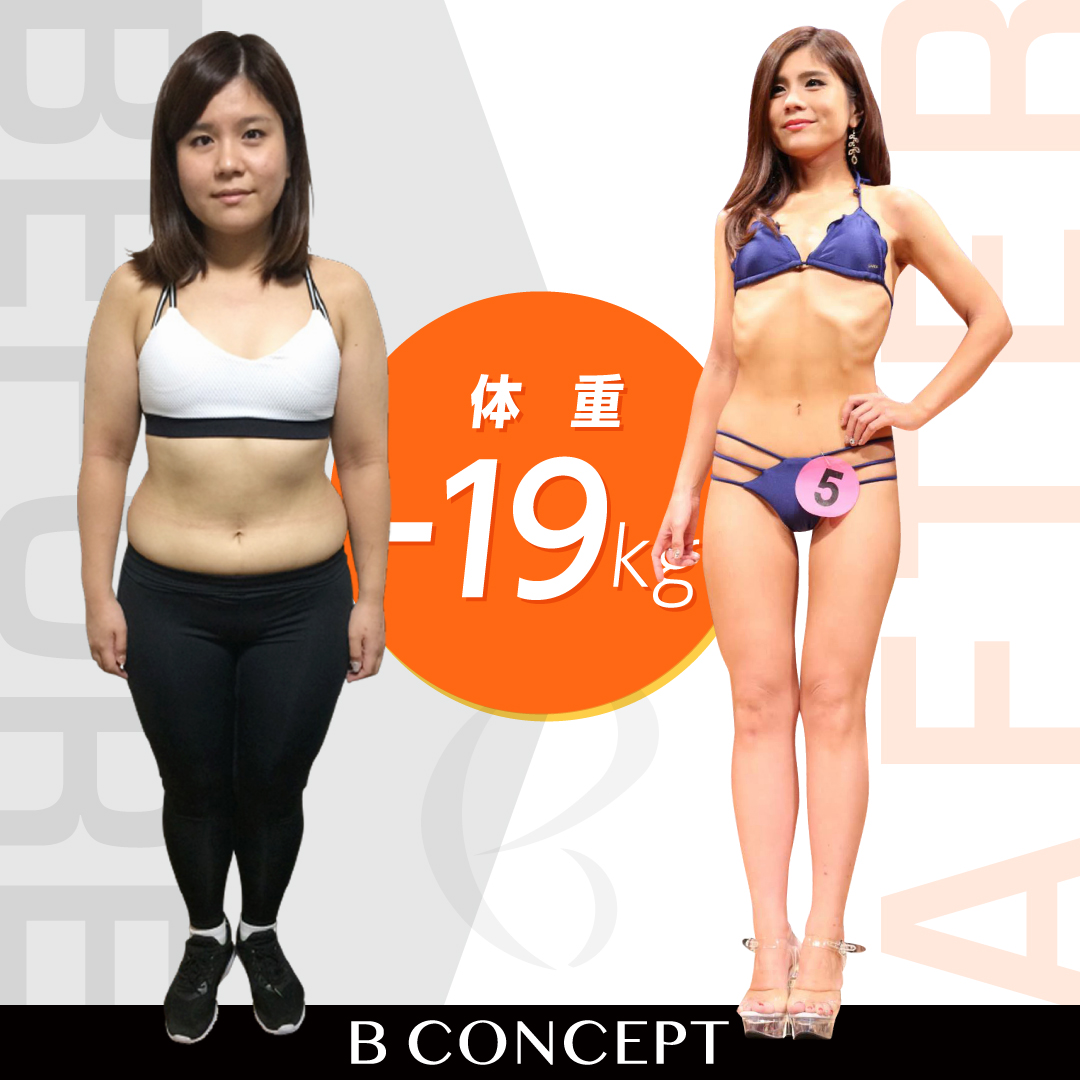 Before/After画像。19キロ減。