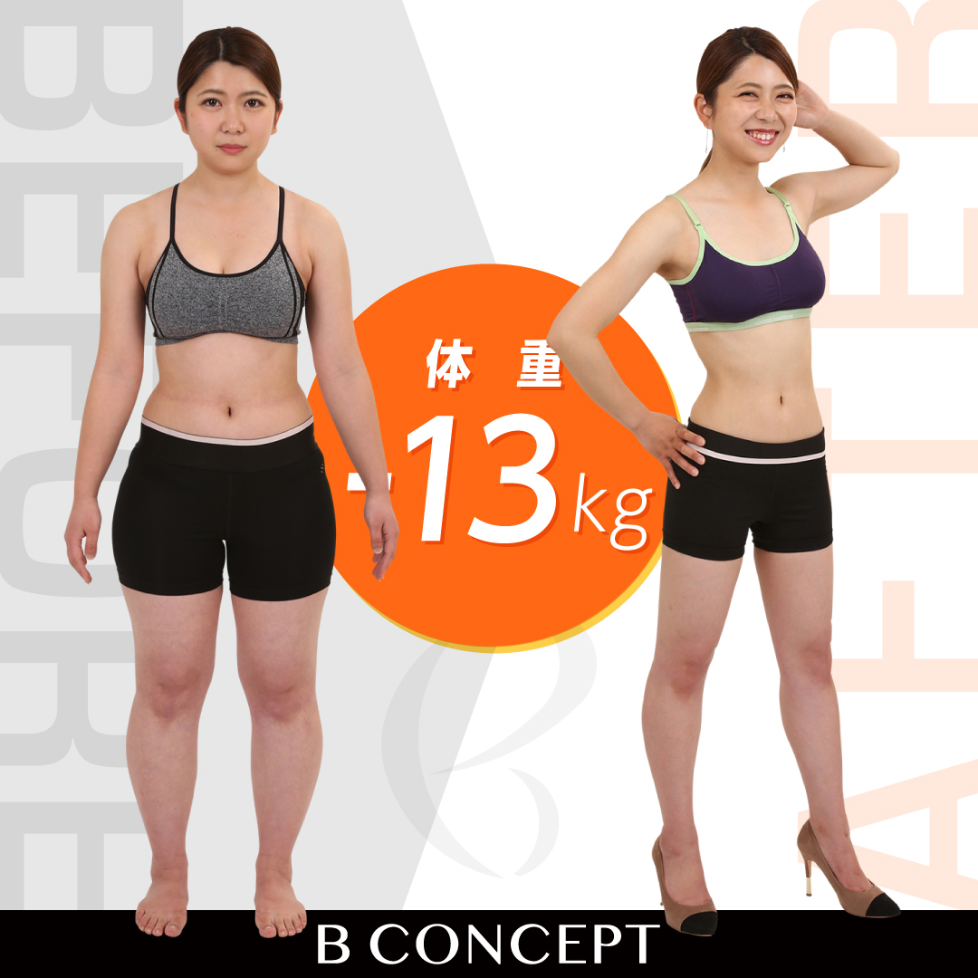 Before/After画像。13キロ減。